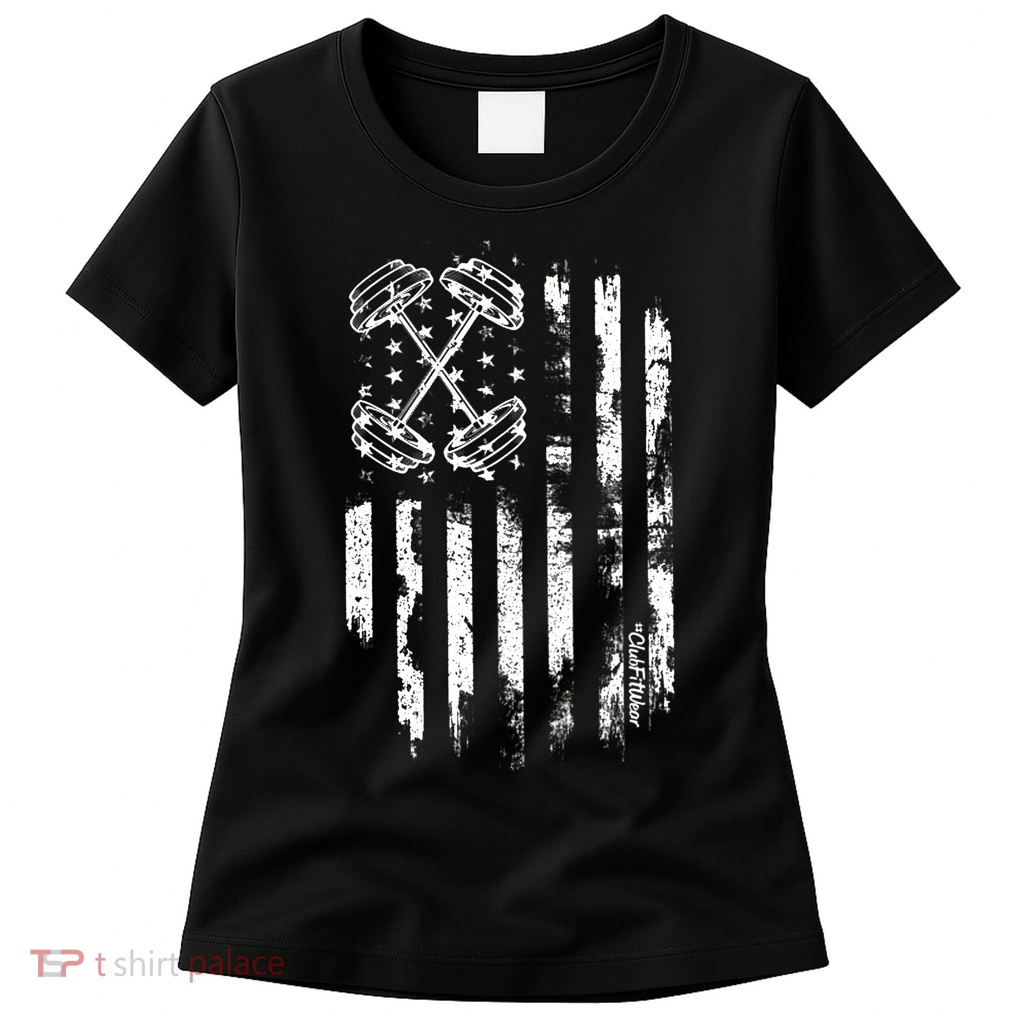 Barbell American Flag Workout Gym Women's T-Shirt