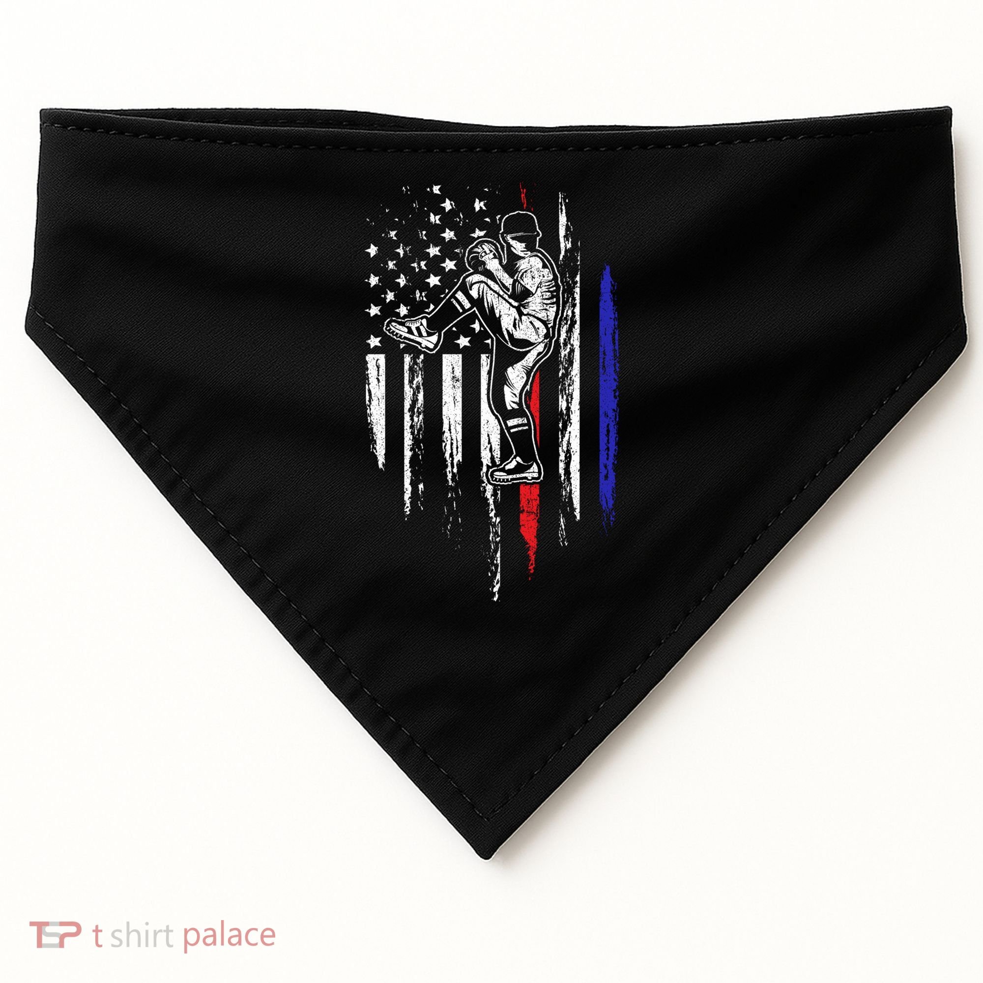 Baseball American Flag Pitcher Usa Pitching 4th Of July Gift Funny Gift USA-Made Doggie Bandana