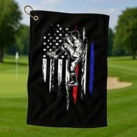 Baseball American Flag Pitcher Usa Pitching 4th Of July Gift Funny Gift Golf Towel thumb 1