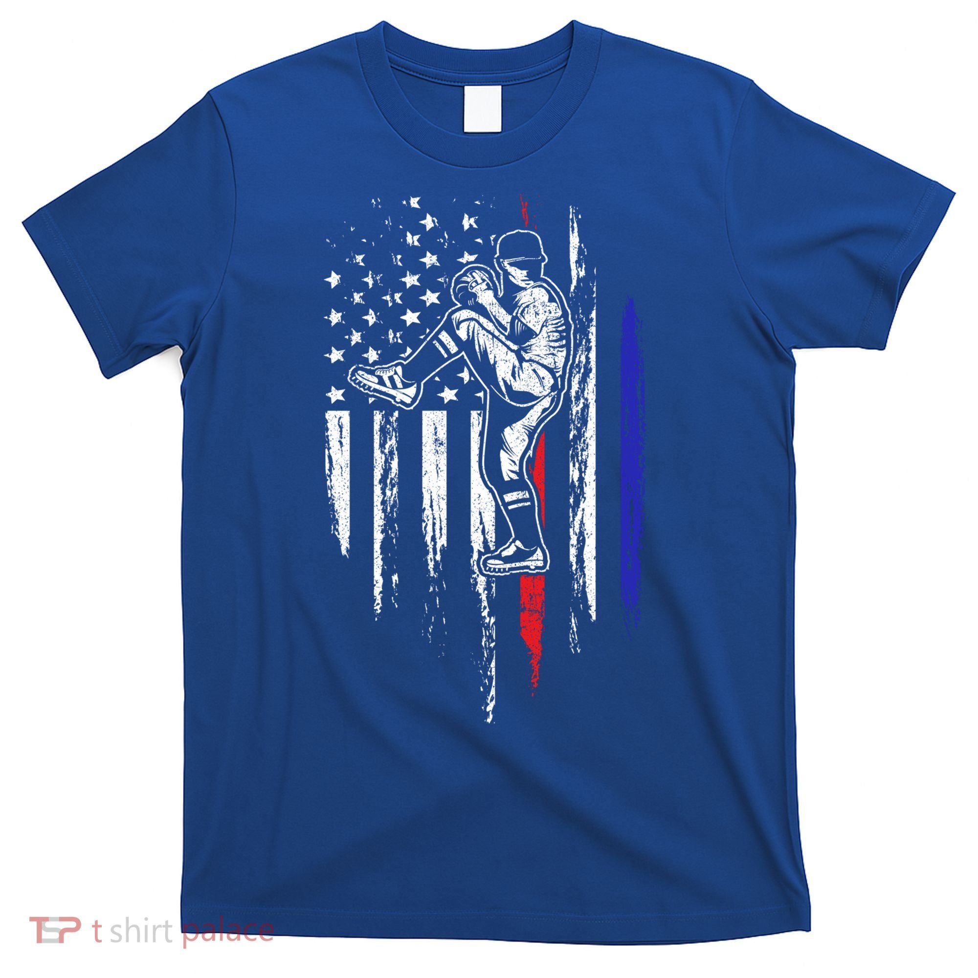 Baseball American Flag Pitcher Usa Pitching 4th Of July Gift Funny Gift T-Shirt