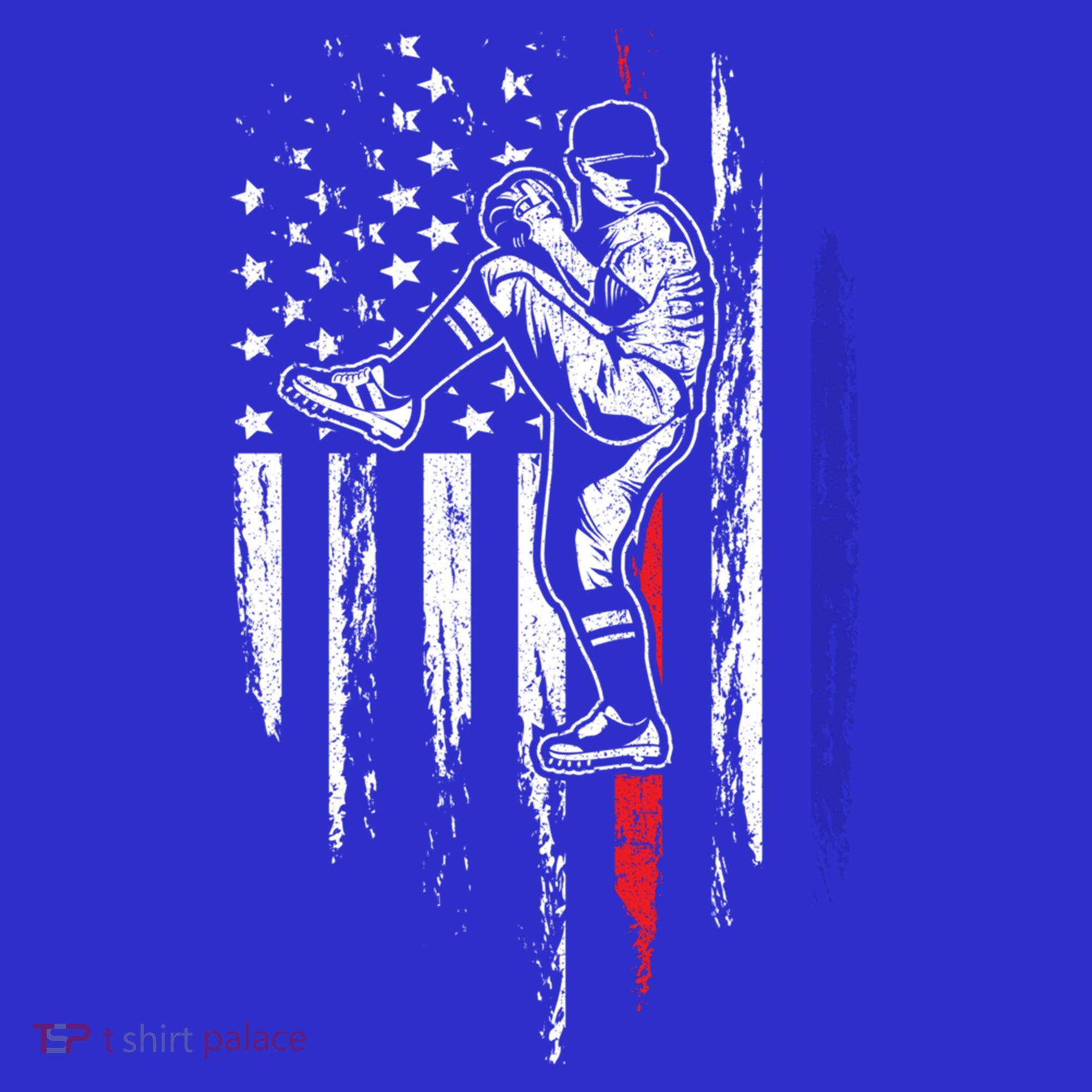 Baseball American Flag Pitcher Usa Pitching 4th Of July Gift Funny Gift T-Shirt