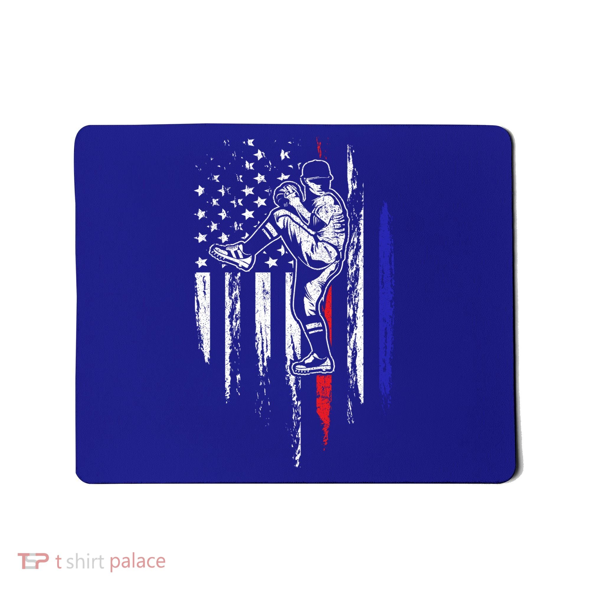 Baseball American Flag Pitcher Usa Pitching 4th Of July Gift Funny Gift Mousepad