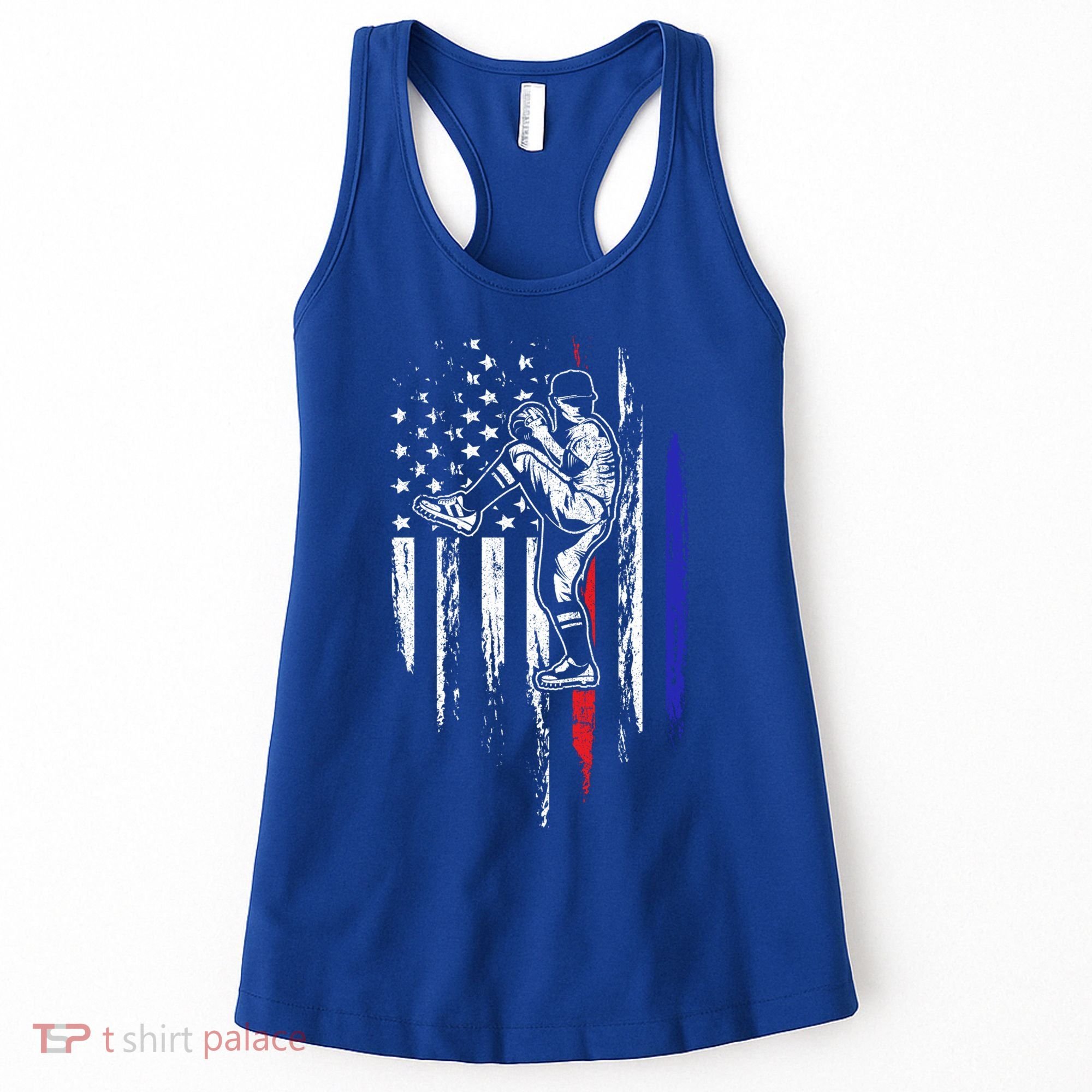 Baseball American Flag Pitcher Usa Pitching 4th Of July Gift Funny Gift Women's Tank Top