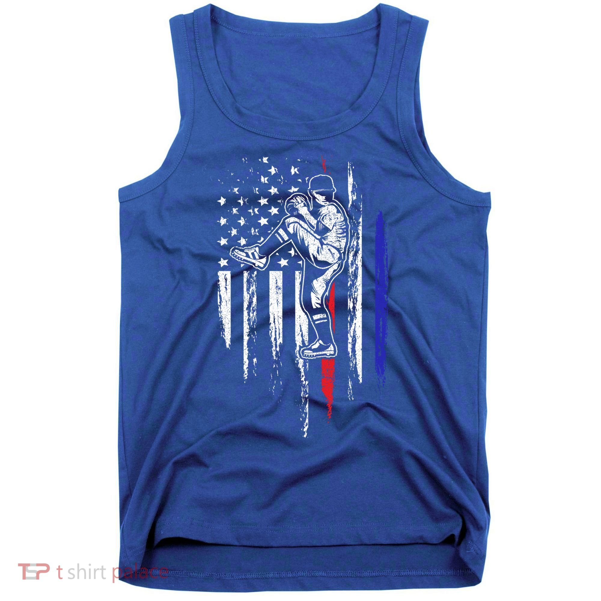 Baseball American Flag Pitcher Usa Pitching 4th Of July Gift Funny Gift Tank Top