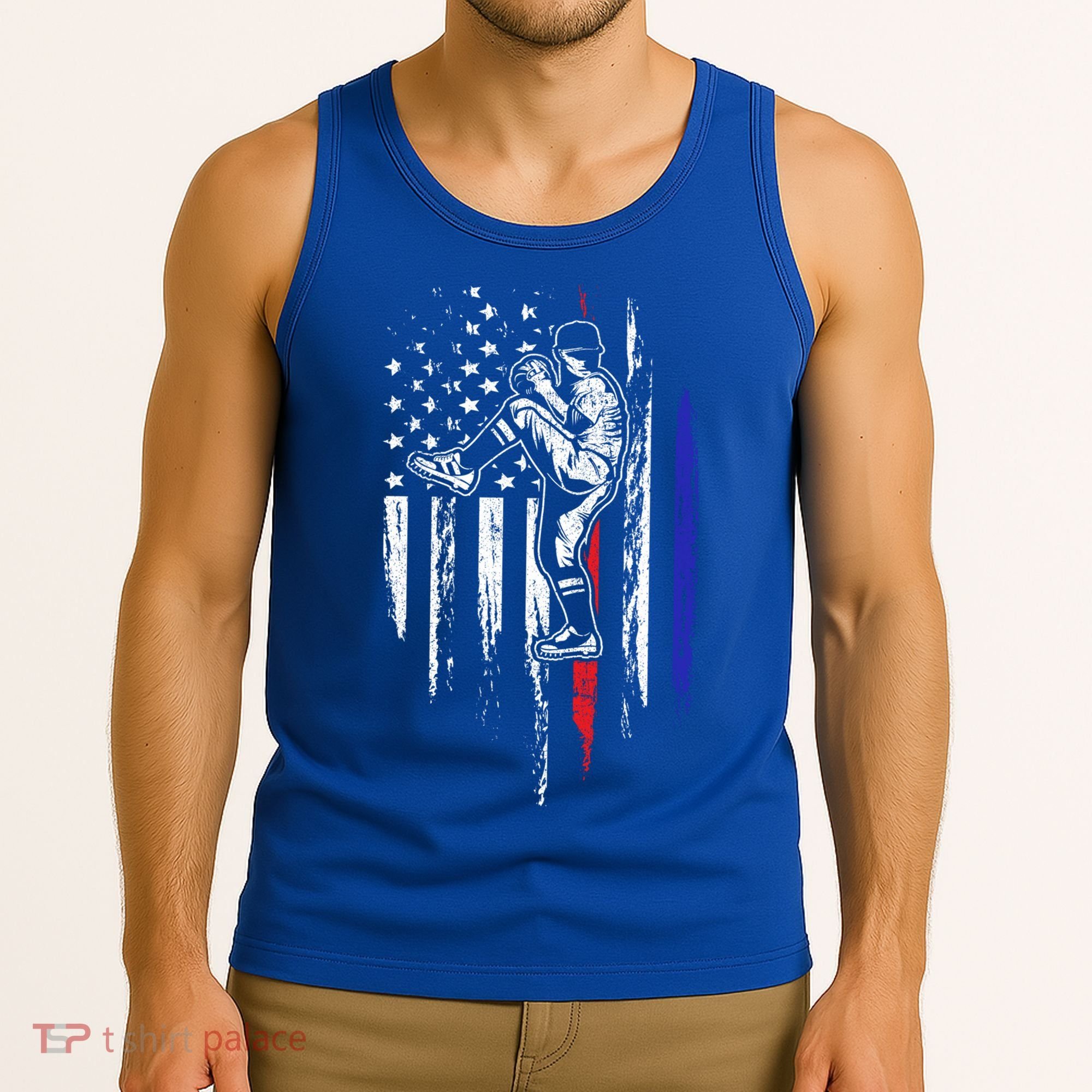 Baseball American Flag Pitcher Usa Pitching 4th Of July Gift Funny Gift Tank Top