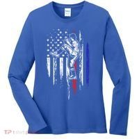 Baseball American Flag Pitcher Usa Pitching 4th Of July Gift Funny Gift Women's Long Sleeve Shirt thumb 0