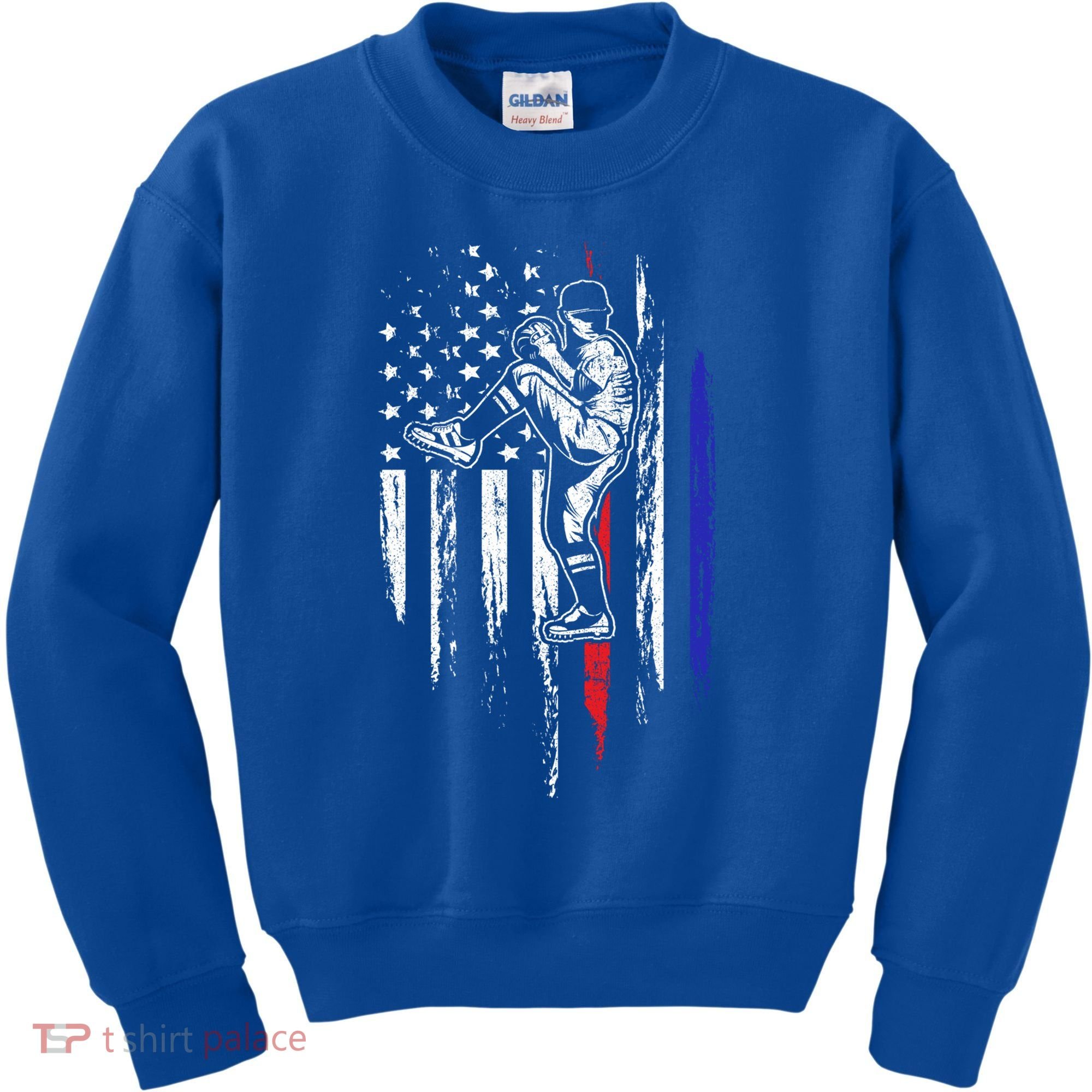 Baseball American Flag Pitcher Usa Pitching 4th Of July Gift Funny Gift Kids Sweatshirt