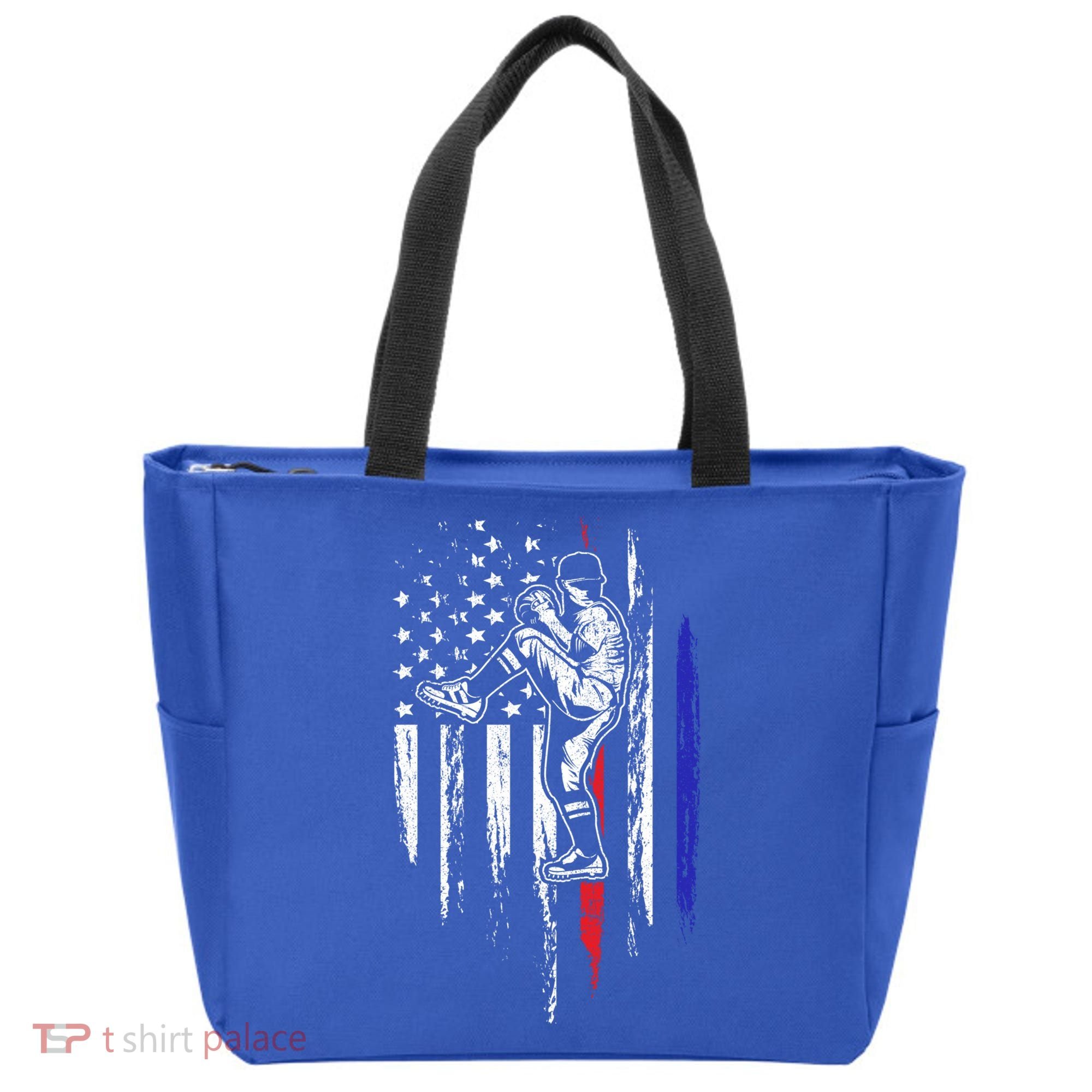 Baseball American Flag Pitcher Usa Pitching 4th Of July Gift Funny Gift Tote Bag