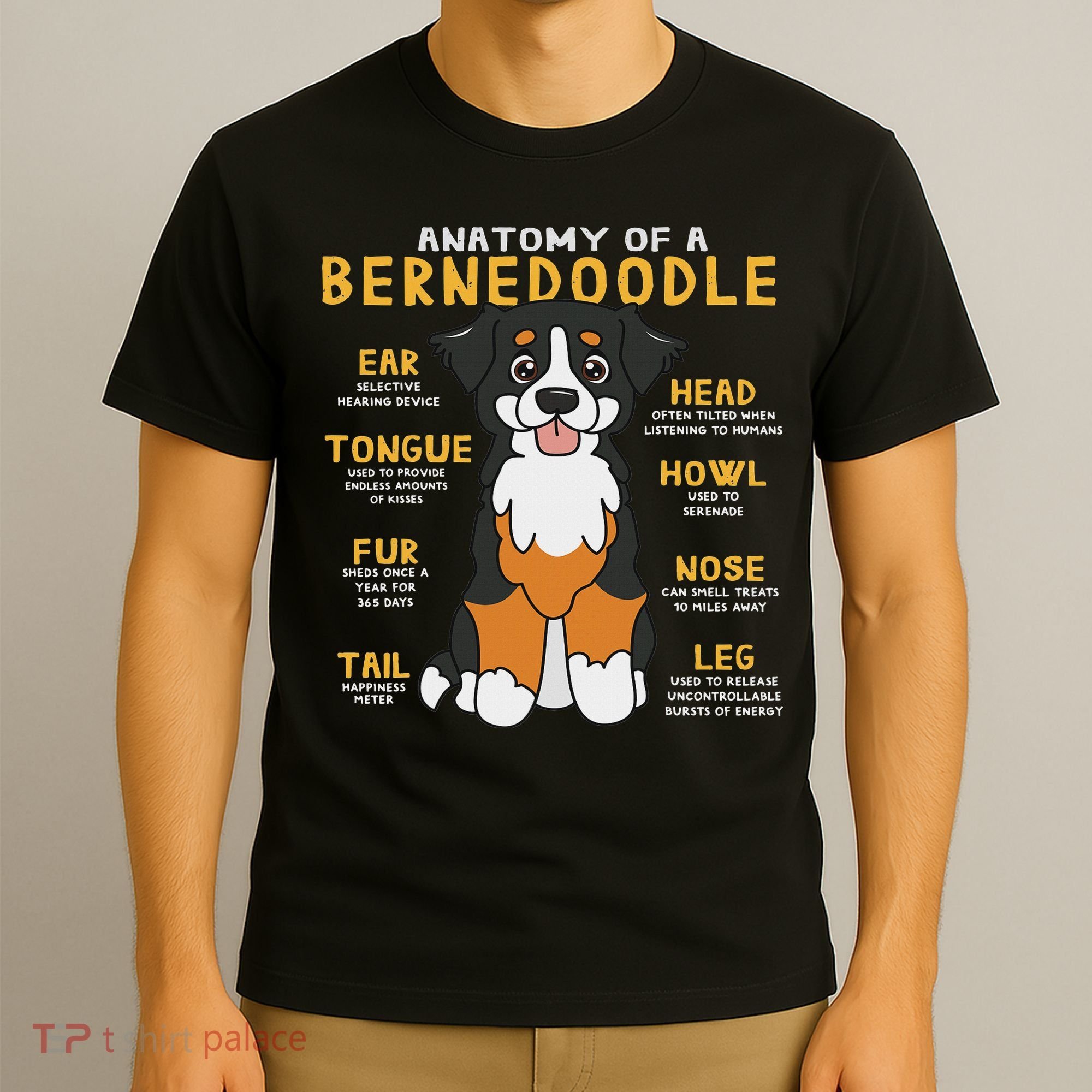 Bernedoodle Anatomy Funny Dog Mom Dad Cute Gift T-Shirt