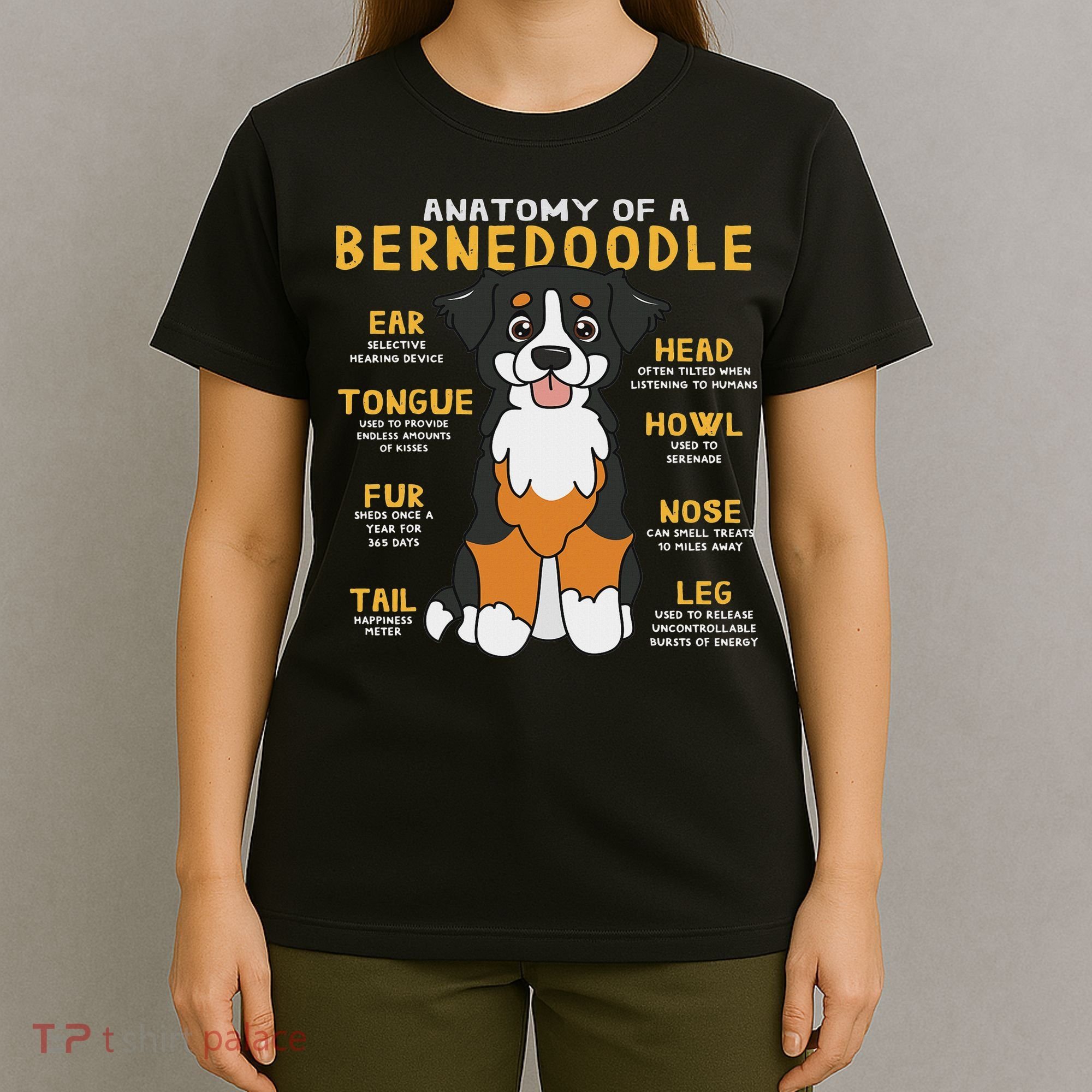 Bernedoodle Anatomy Funny Dog Mom Dad Cute Gift T-Shirt