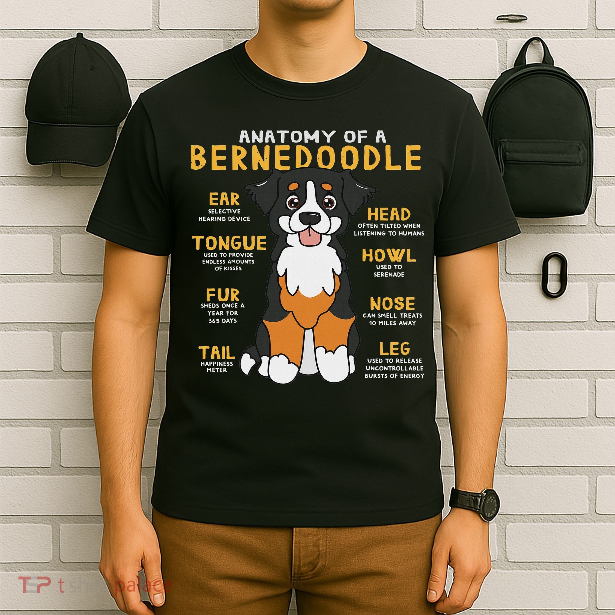 Bernedoodle Anatomy Funny Dog Mom Dad Cute Gift T-Shirt