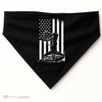 Bowfishing American Flag Bow Hunting Fish USA-Made Doggie Bandana