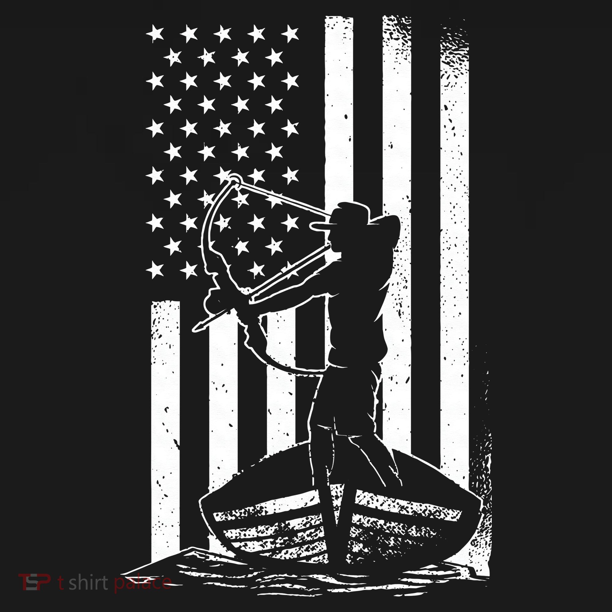 Bowfishing American Flag Bow Hunting Fish Hoodie
