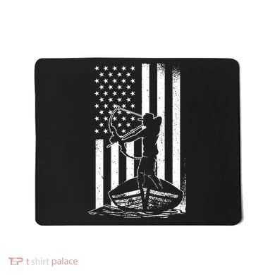 Bowfishing American Flag Bow Hunting Fish Mousepad