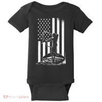 Bowfishing American Flag Bow Hunting Fish Baby Bodysuit thumb 0
