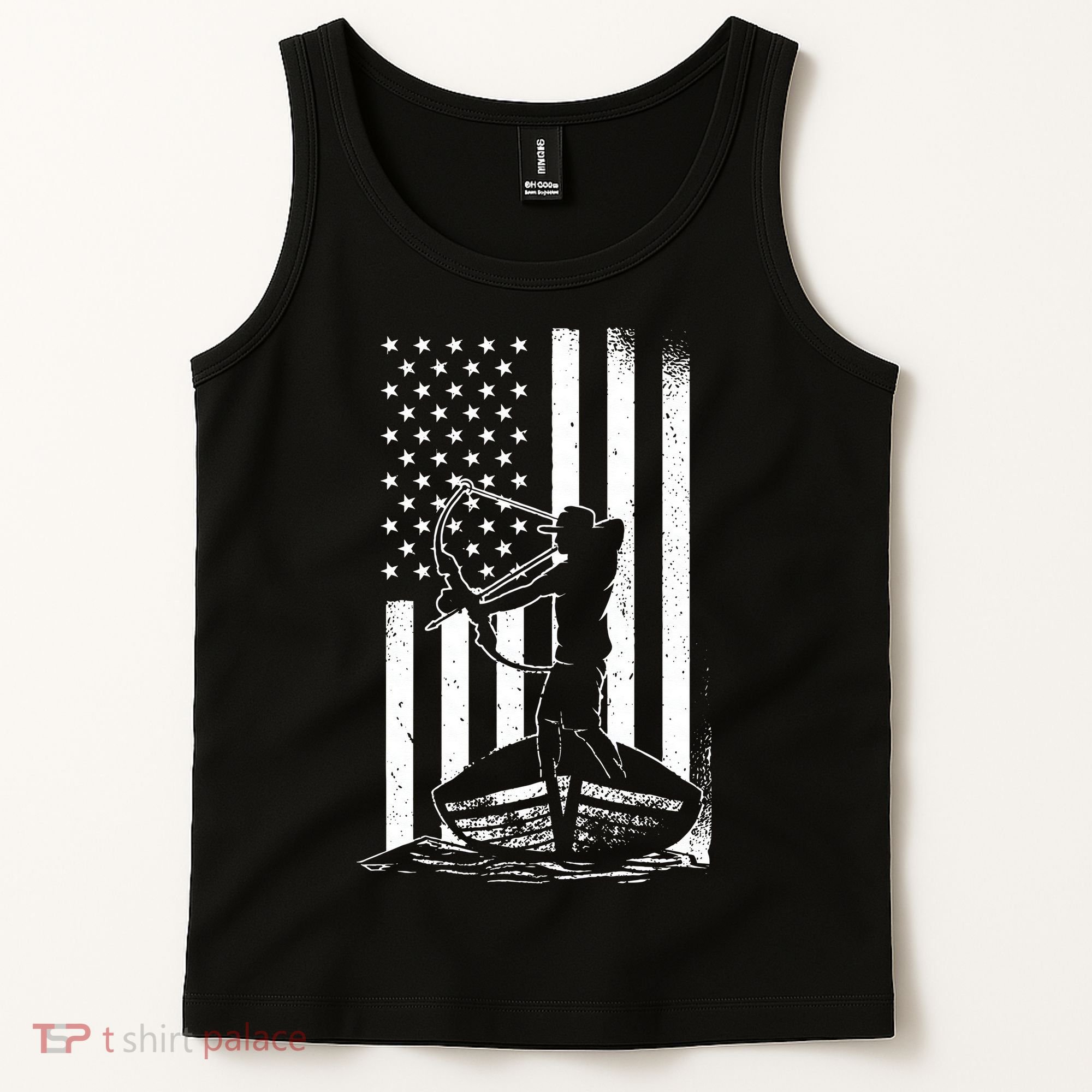 Bowfishing American Flag Bow Hunting Fish Tank Top