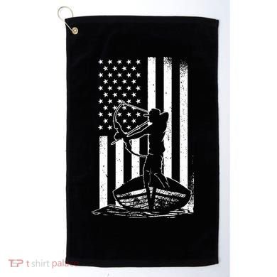 Bowfishing American Flag Bow Hunting Fish Golf Towel