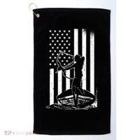 Bowfishing American Flag Bow Hunting Fish Golf Towel thumb 0