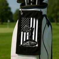 Bowfishing American Flag Bow Hunting Fish Golf Towel thumb 2