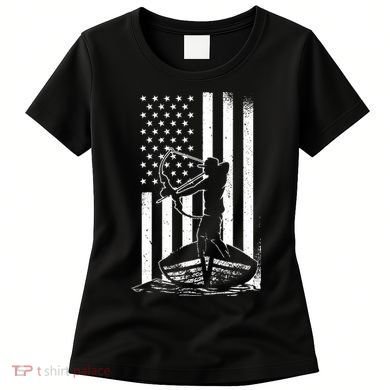 Bowfishing American Flag Bow Hunting Fish Women's T-Shirt