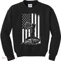 Bowfishing American Flag Bow Hunting Fish Kids Sweatshirt thumb 0