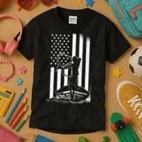 Bowfishing American Flag Bow Hunting Fish Kids T-Shirt thumb 3