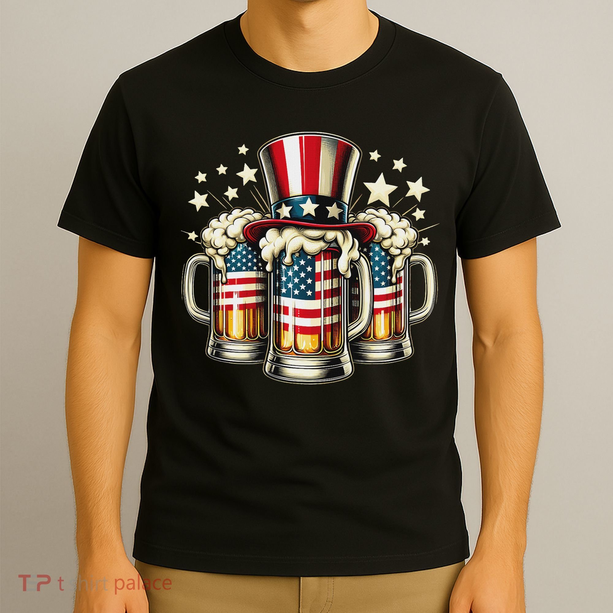 Beer American Flag Usa 4th Of July Party Drinking Women T-Shirt