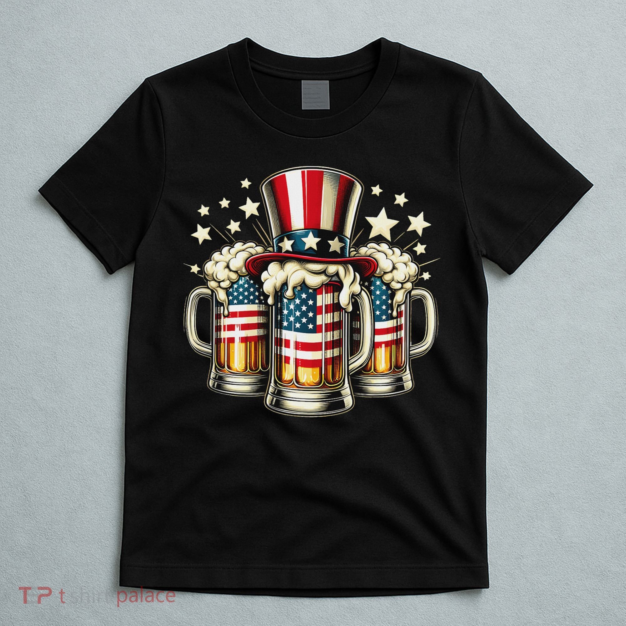Beer American Flag Usa 4th Of July Party Drinking Women T-Shirt