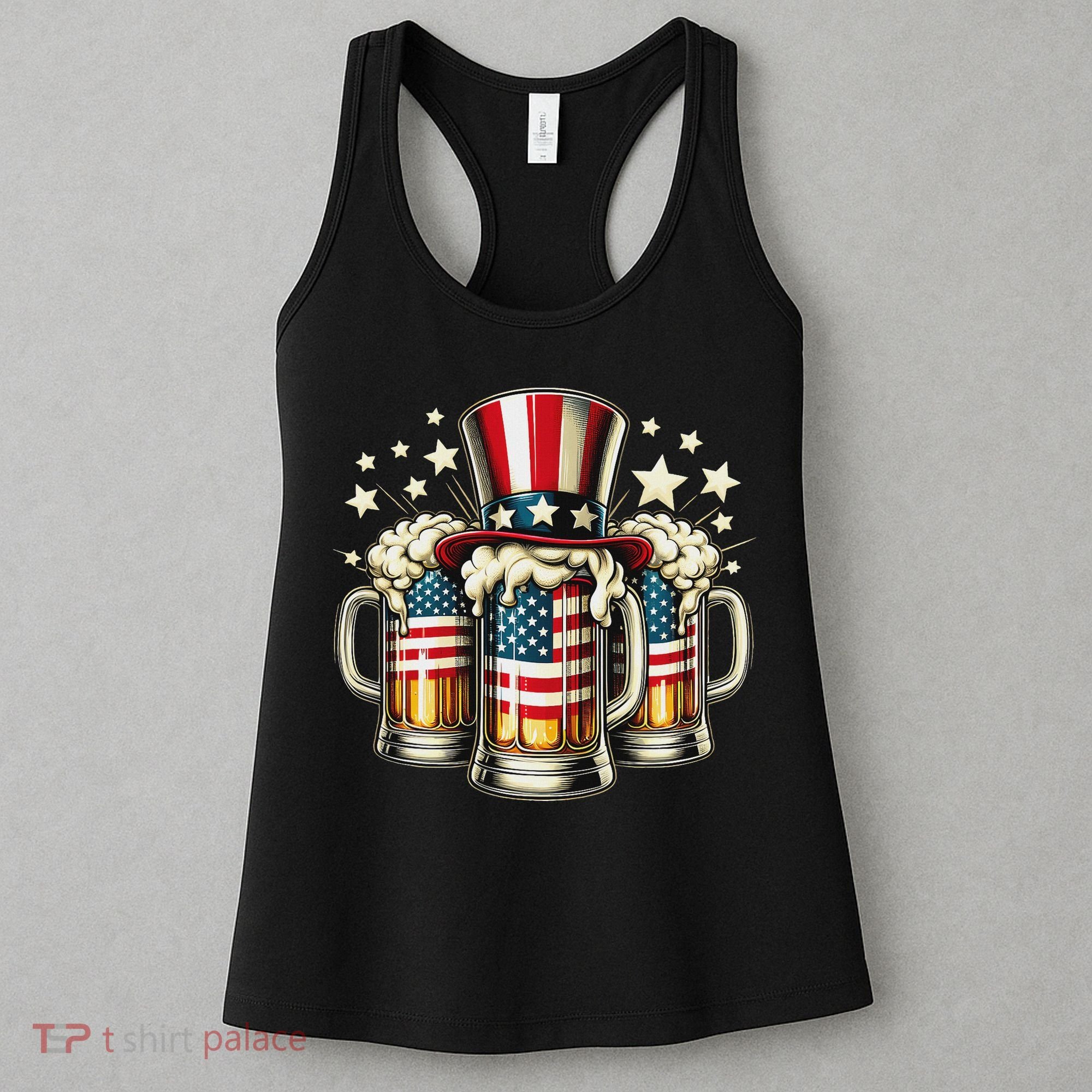 Beer American Flag Usa 4th Of July Party Drinking Women Women's Tank Top