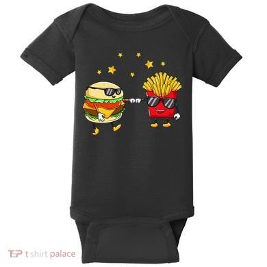 Burger And Fries Friends Cheeseburger Hamburger Baby Bodysuit