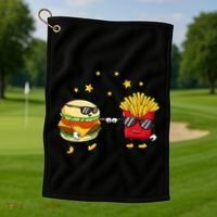 Burger And Fries Friends Cheeseburger Hamburger Golf Towel thumb 1
