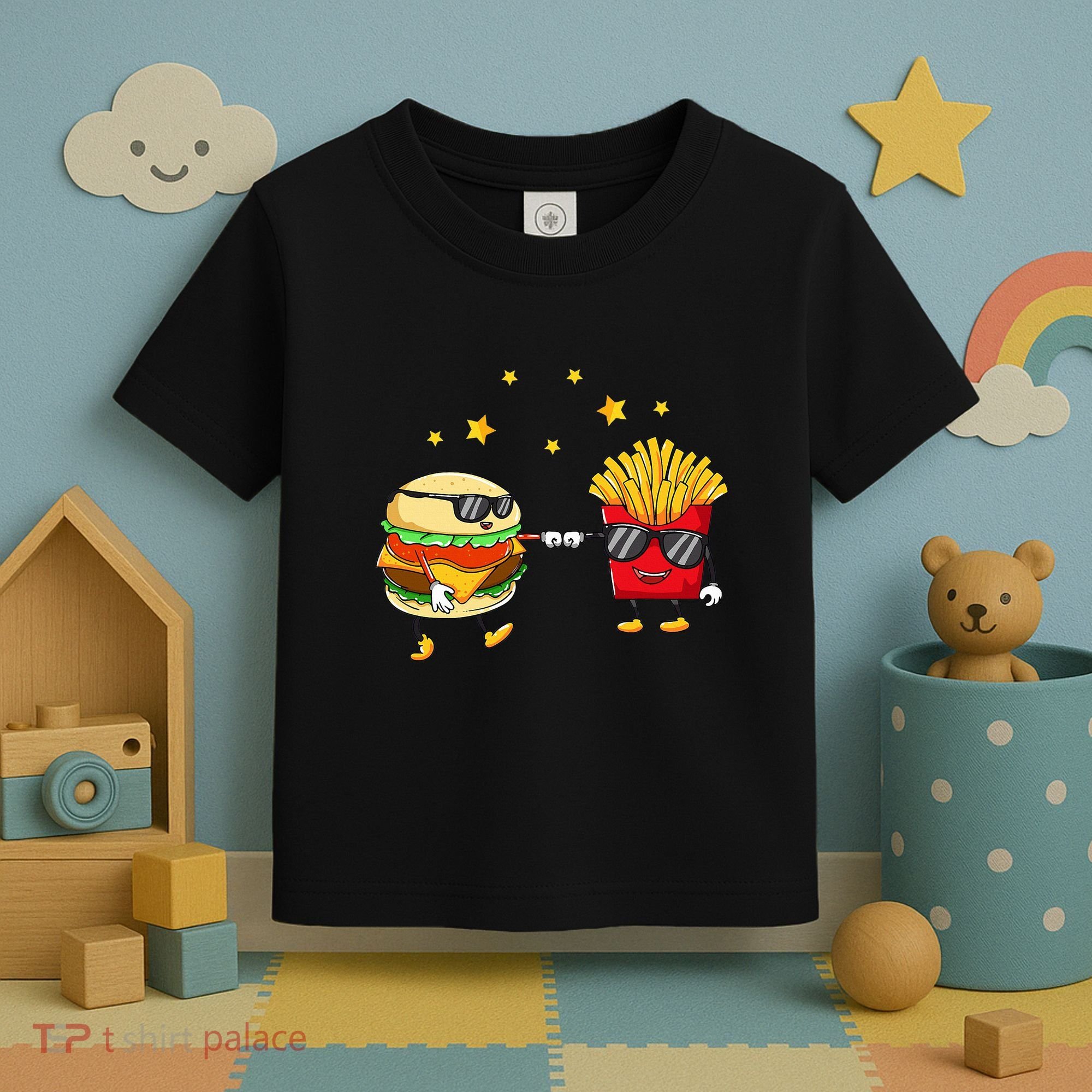 Burger And Fries Friends Cheeseburger Hamburger Toddler T-Shirt