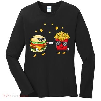 Burger And Fries Friends Cheeseburger Hamburger Women's Long Sleeve Shirt