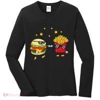 Burger And Fries Friends Cheeseburger Hamburger Women's Long Sleeve Shirt thumb 0