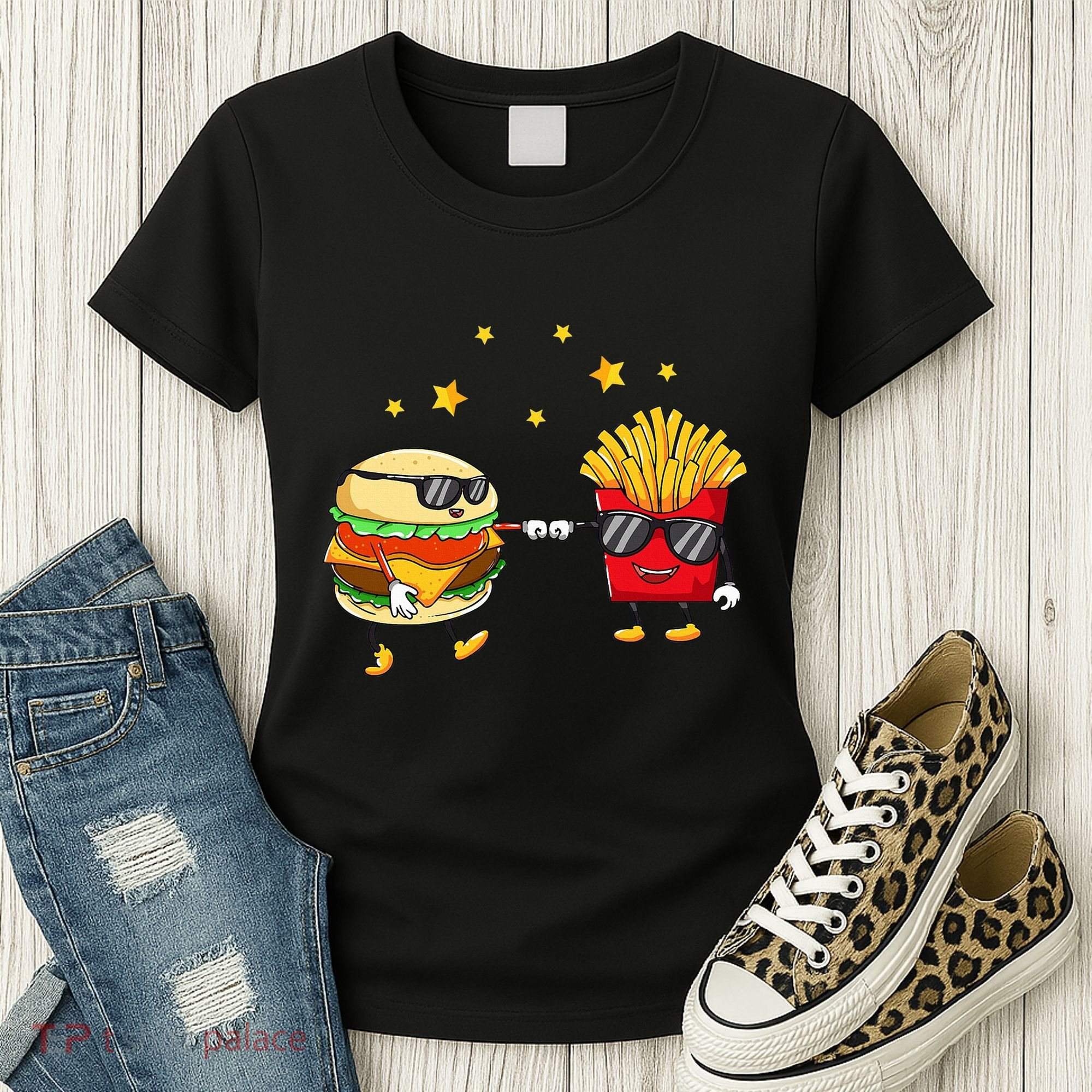 Burger And Fries Friends Cheeseburger Hamburger Women's T-Shirt