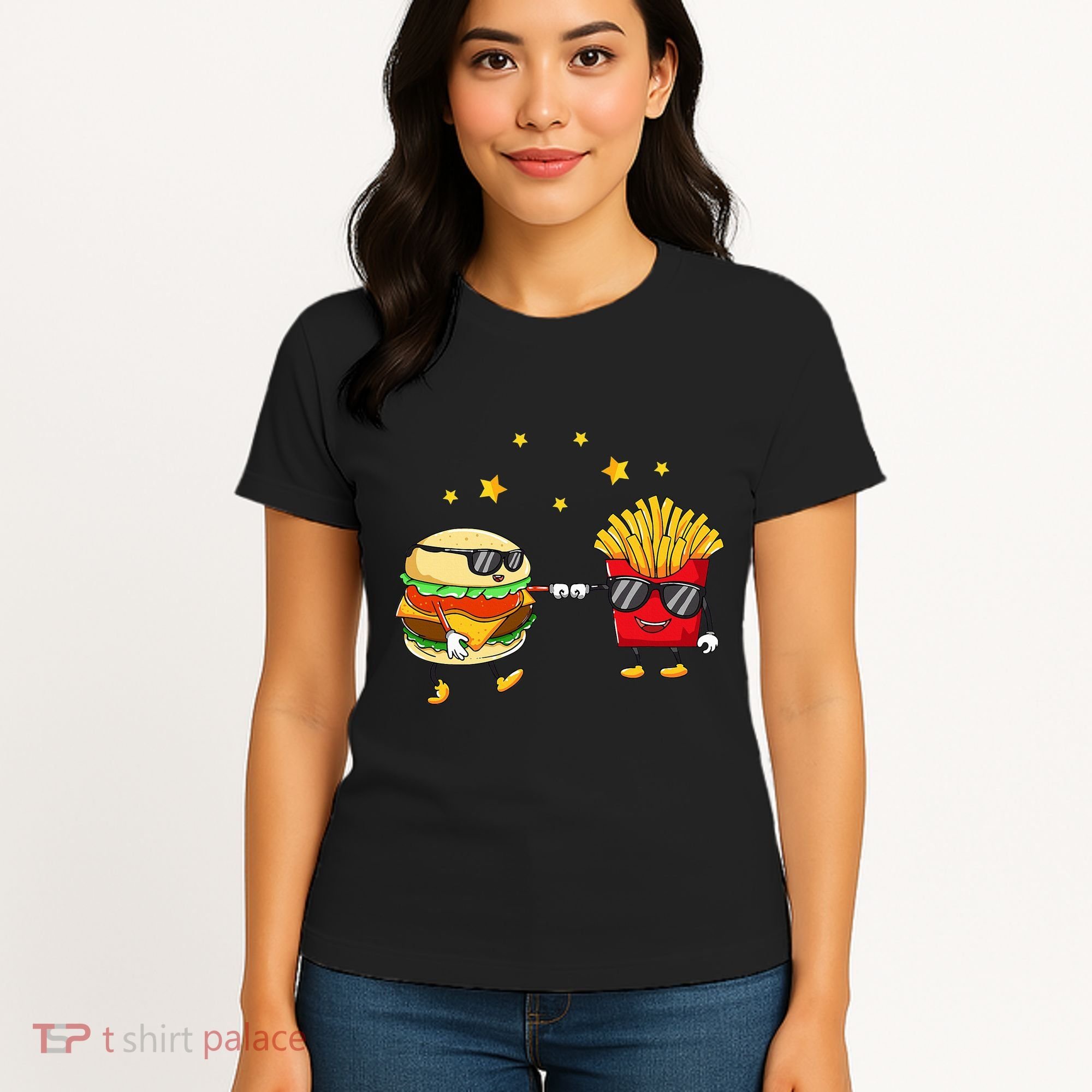Burger And Fries Friends Cheeseburger Hamburger Women's T-Shirt