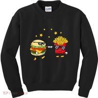 Burger And Fries Friends Cheeseburger Hamburger Kids Sweatshirt thumb 0