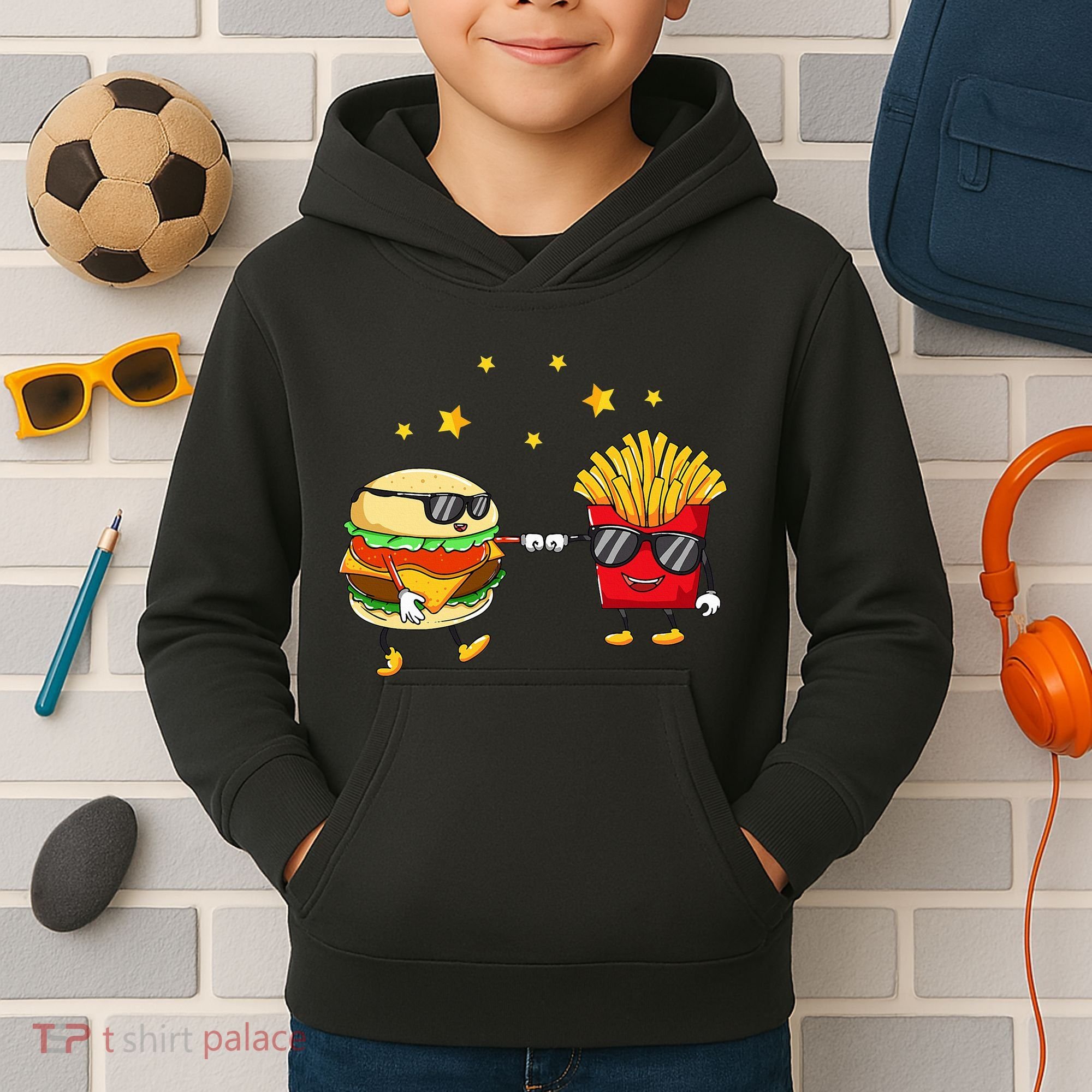 Burger And Fries Friends Cheeseburger Hamburger Kids Hoodie