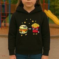 Burger And Fries Friends Cheeseburger Hamburger Kids Hoodie thumb 3