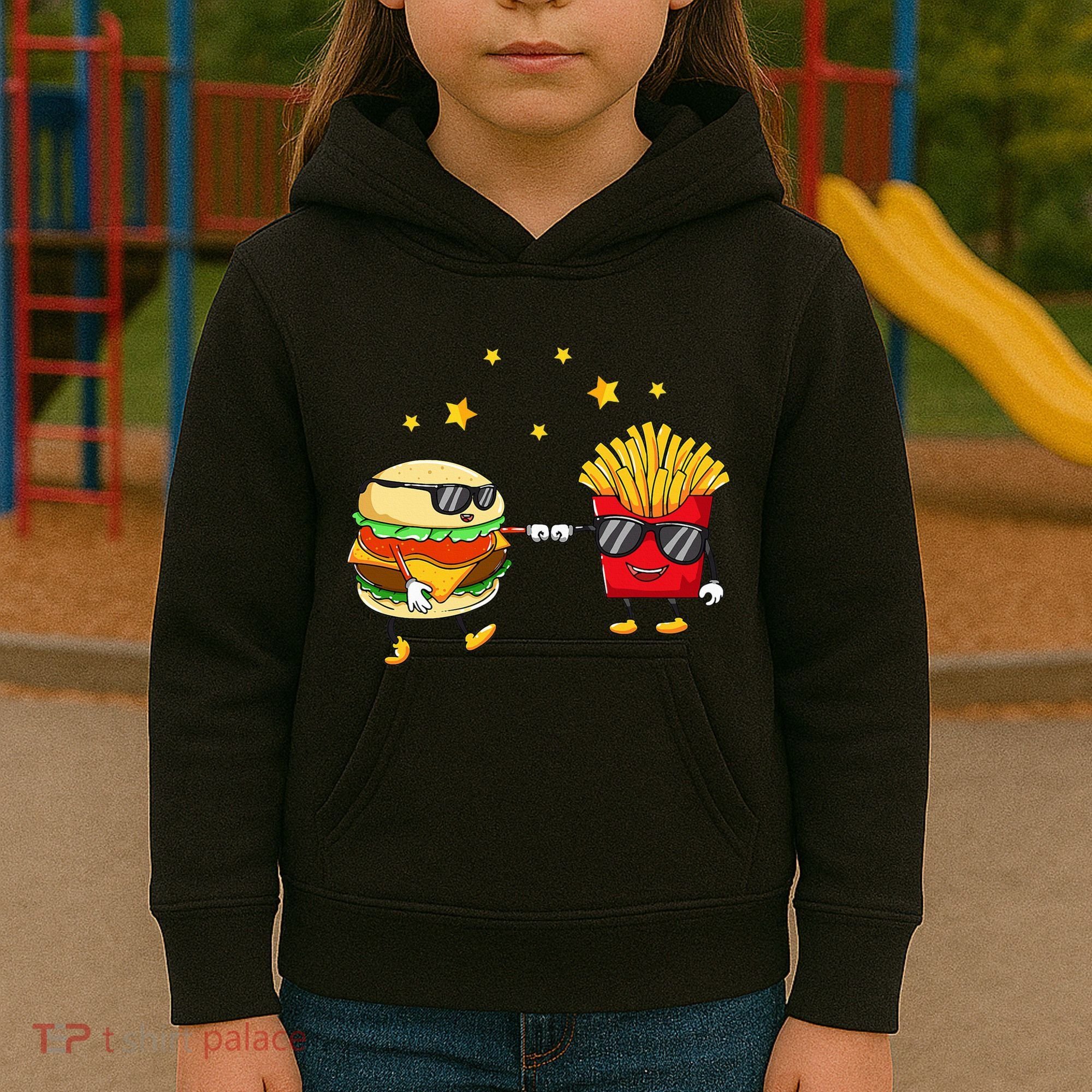 Burger And Fries Friends Cheeseburger Hamburger Kids Hoodie