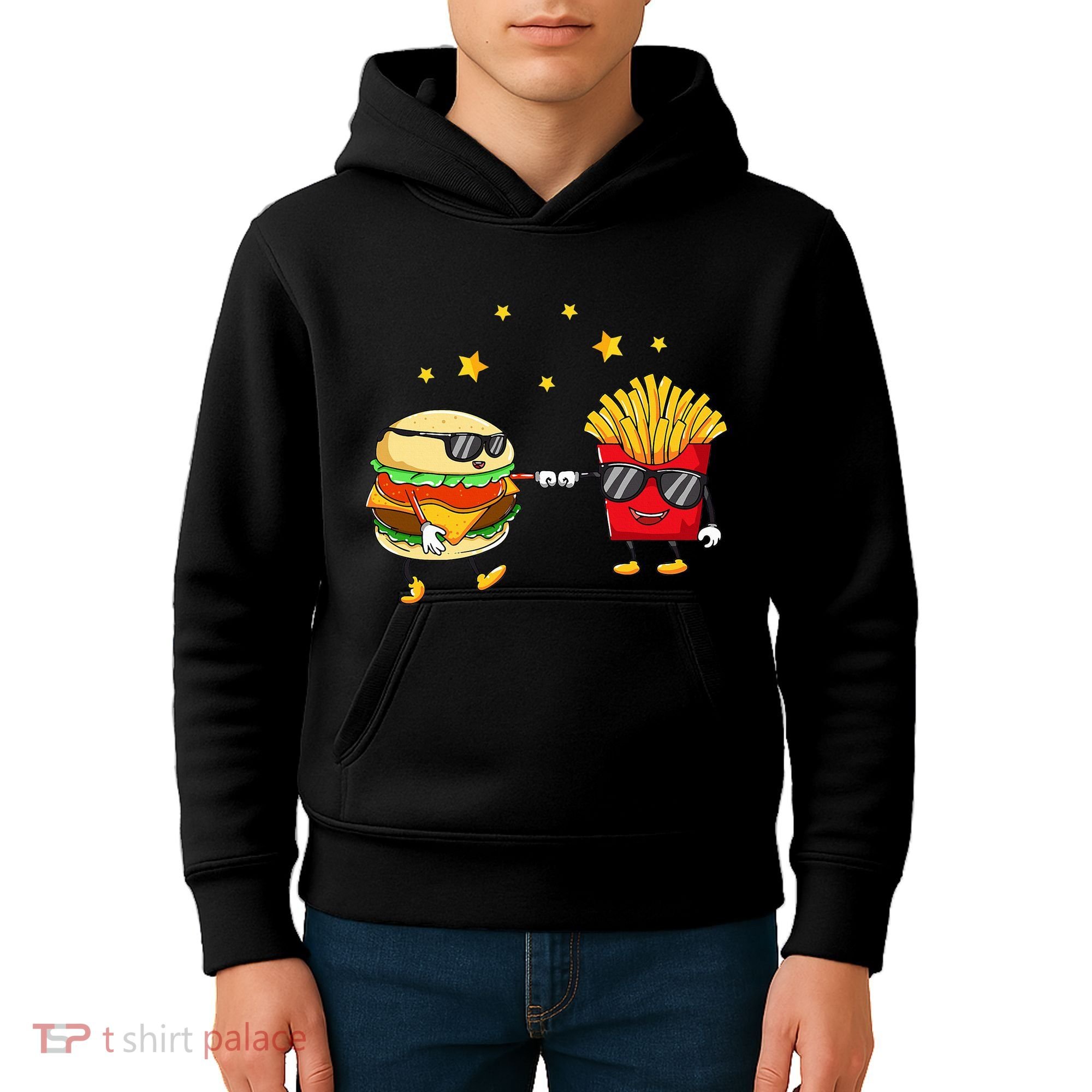 Burger And Fries Friends Cheeseburger Hamburger Kids Hoodie