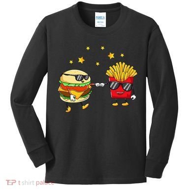 Burger And Fries Friends Cheeseburger Hamburger Kids Long Sleeve Shirt