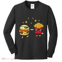 Burger And Fries Friends Cheeseburger Hamburger Kids Long Sleeve Shirt thumb 0