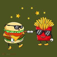 Burger And Fries Friends Cheeseburger Hamburger The Baniff Cuffed Pom Beanie thumb 2