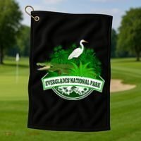 Bird And Florida Alligator Of Everglades National Park Golf Towel thumb 1