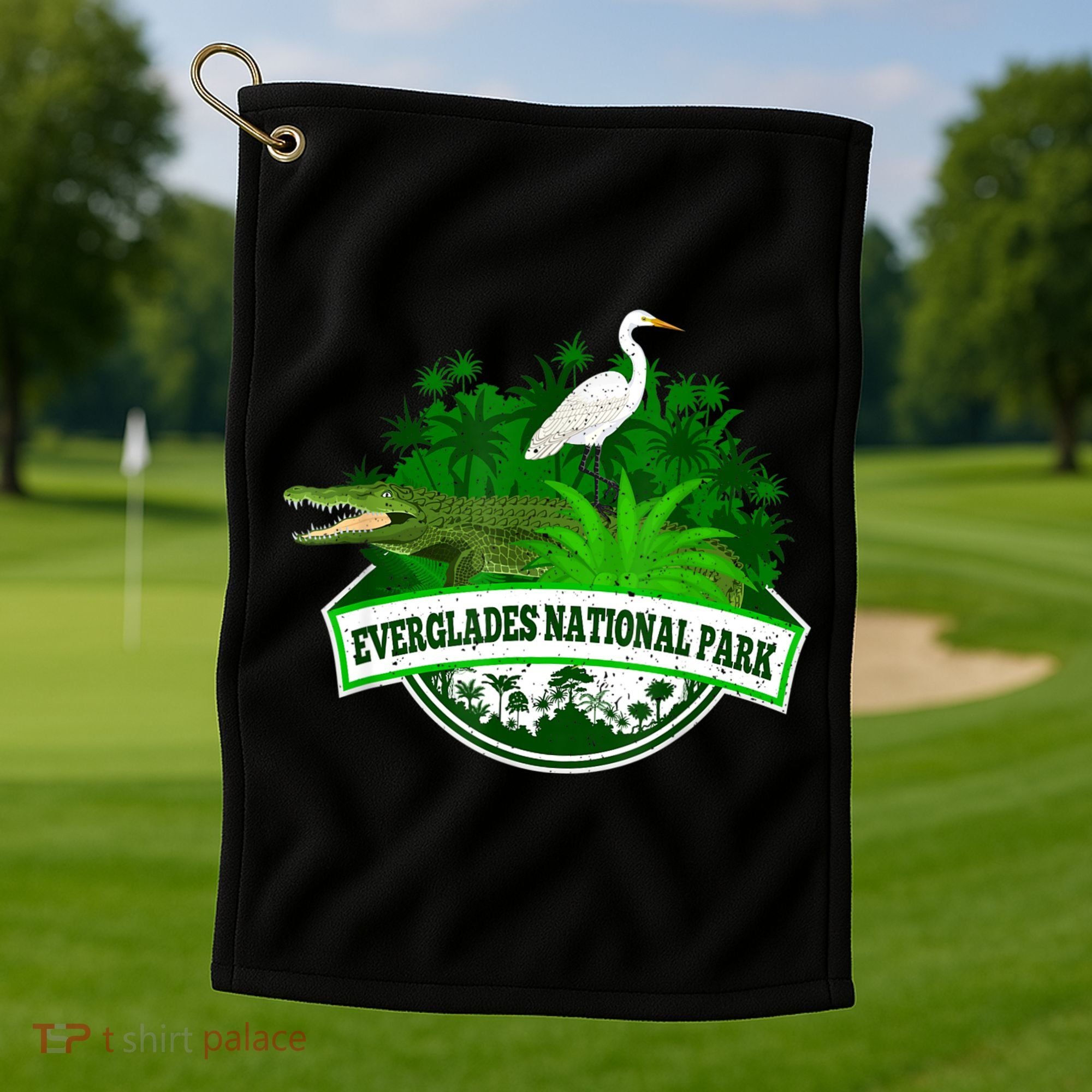 Bird And Florida Alligator Of Everglades National Park Golf Towel