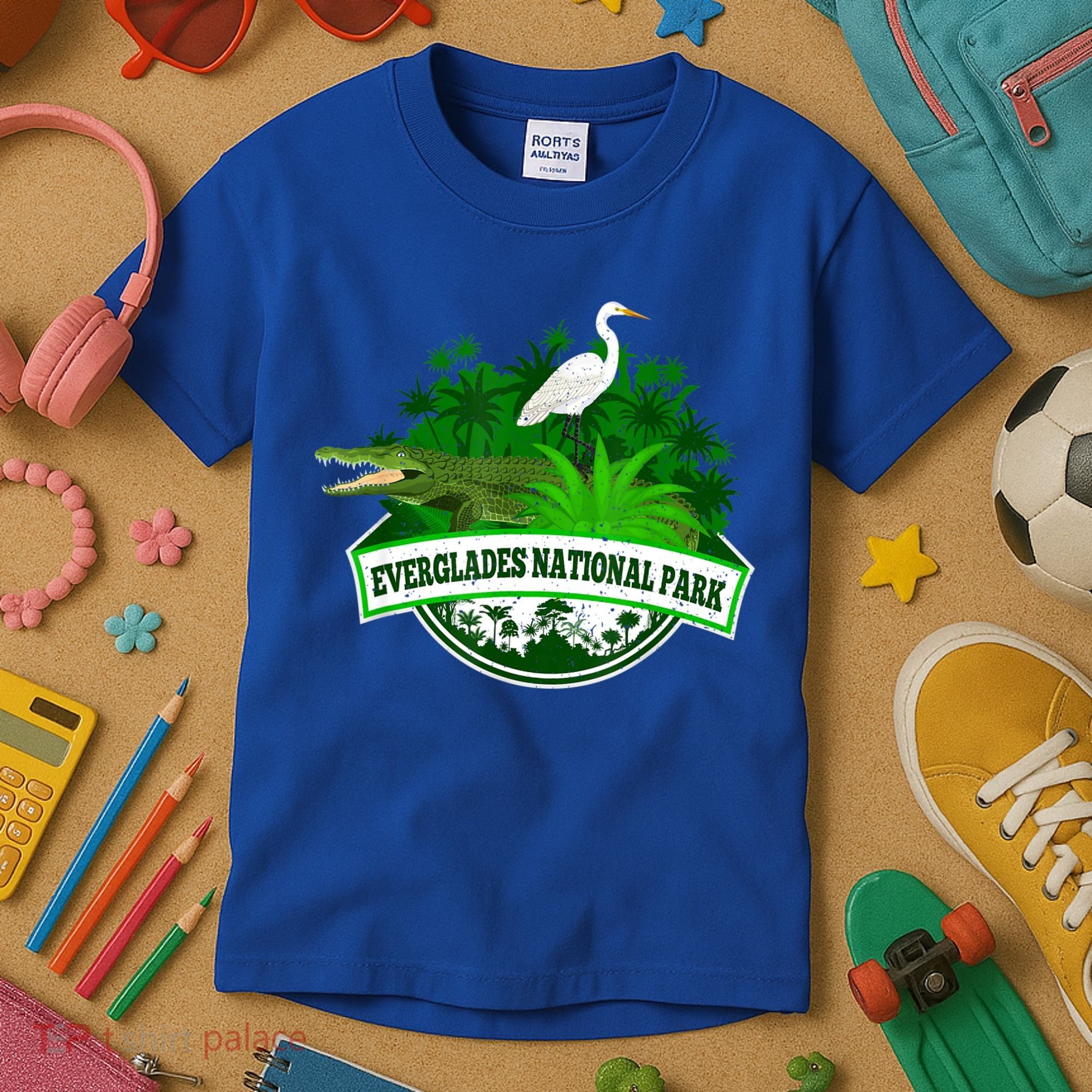 Bird And Florida Alligator Of Everglades National Park Kids T-Shirt