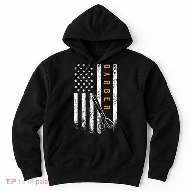 Barber American Flag Design Barbershop Hoodie