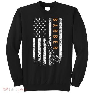 Barber American Flag Design Barbershop Sweatshirt