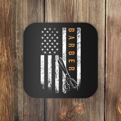 Barber American Flag Design Barbershop Coaster
